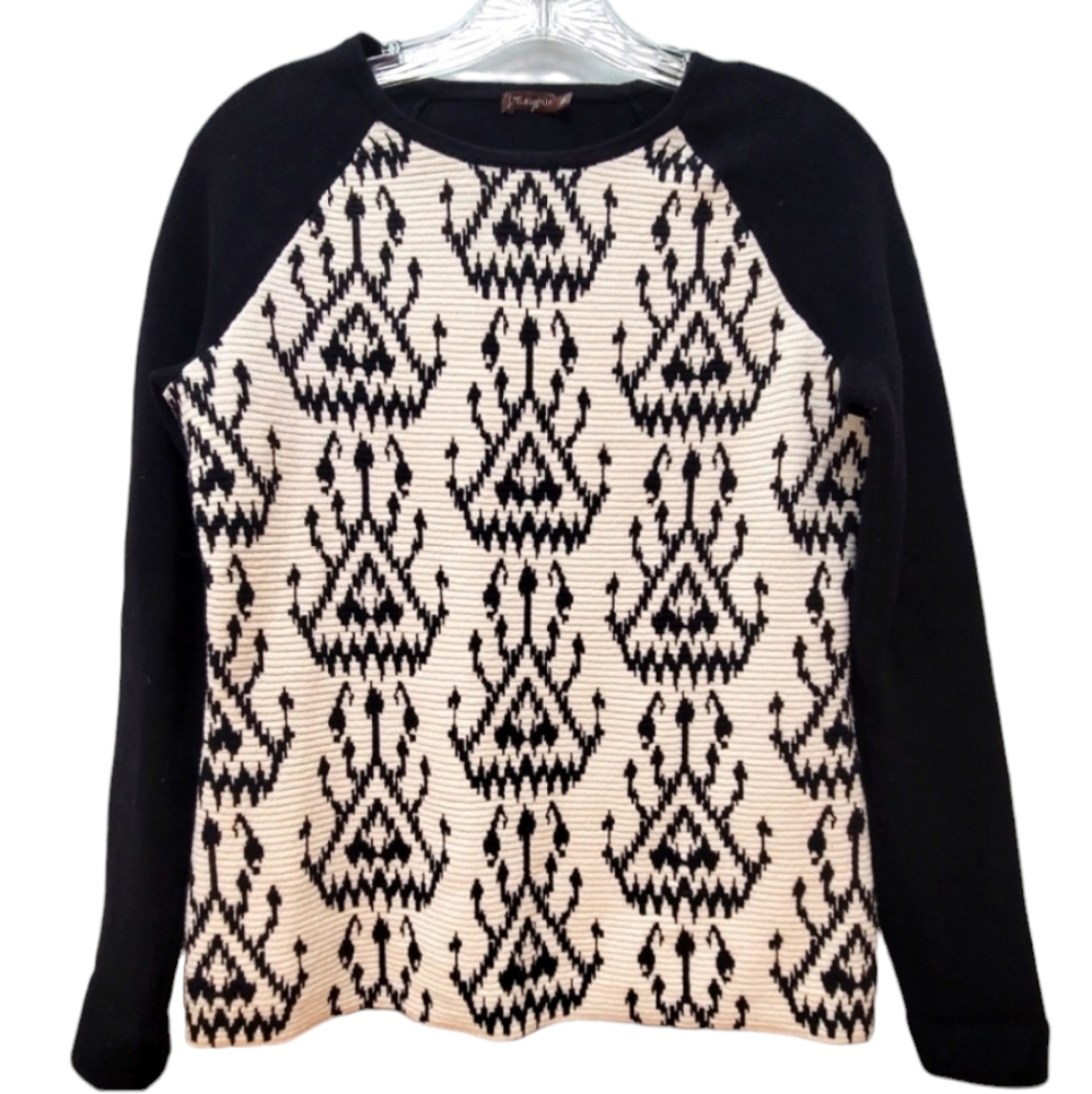 J. McLAUGHLIN | Black and White Patterned Sweater, Sz. XS